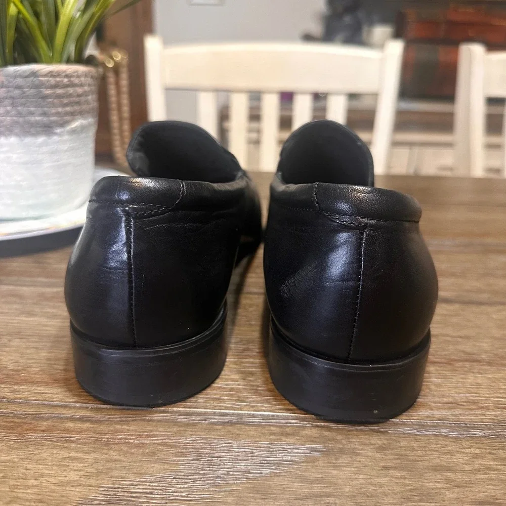 Calibrate Black Leather Slip On Loafers Dress Shoes Business Casual Mens Size 10
